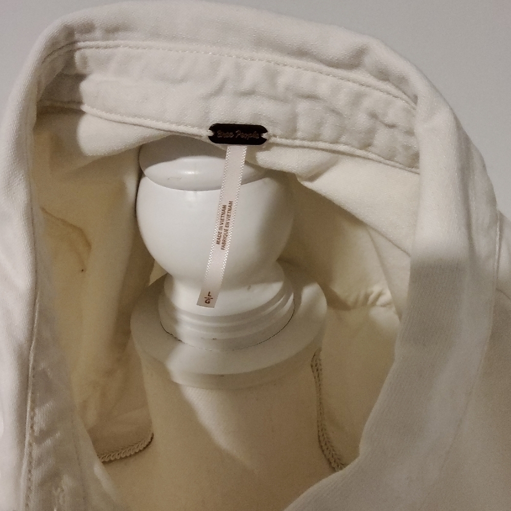 Free People Cream Ruffle Button Down Shirt - Picture 7 of 8